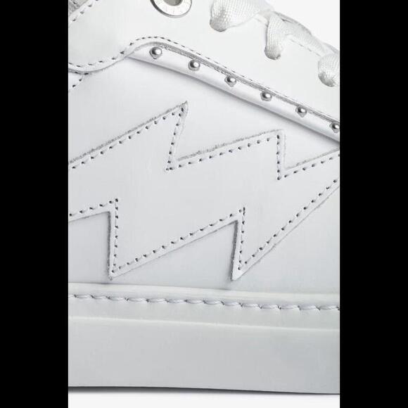 ZADIG & VOLTAIRE Zv1747 Flash White Cow Leather Low Top Studded Sneakers Sz 38 - Picture 3 of 15
